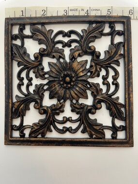 5/$25 Ornate Floral Trivet or Wall Plaque - Antique Bronze Finish